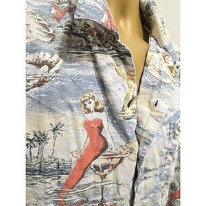 Boca Classics Hawaiian Button Shirt Mens XL Mermaid Siren Martini Cruise Coastal